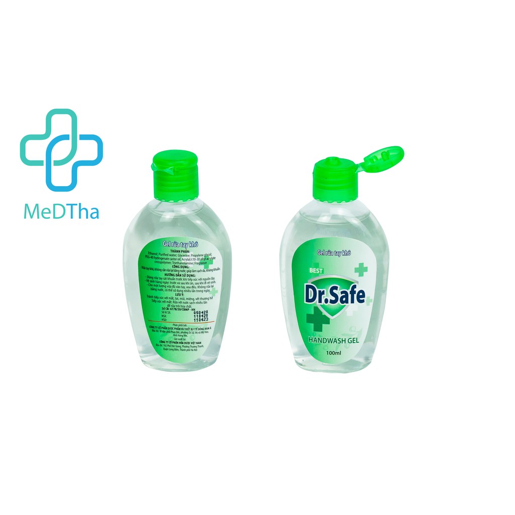 Gel và Dung dịch rửa tay khô sát khuẩn Dr.Safe - Hóa Dược Việt Nam (100ml, 500ml)