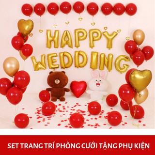Set bóng Happy Wedding trang trí tiệc cưới phòng cưới