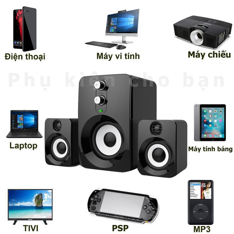 Bộ 3 Cục Loa Q7 Có Hệ Thống Nút Điều Chỉnh Âm Lượng Bass , Loa Vi Tính Pass Chuẩn