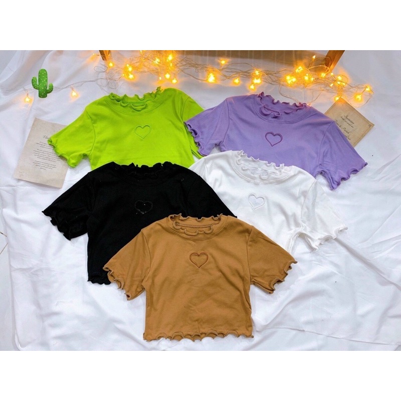 Áo Thun Croptop Ôm Body Khoét Ngực Tim 🖤🖤