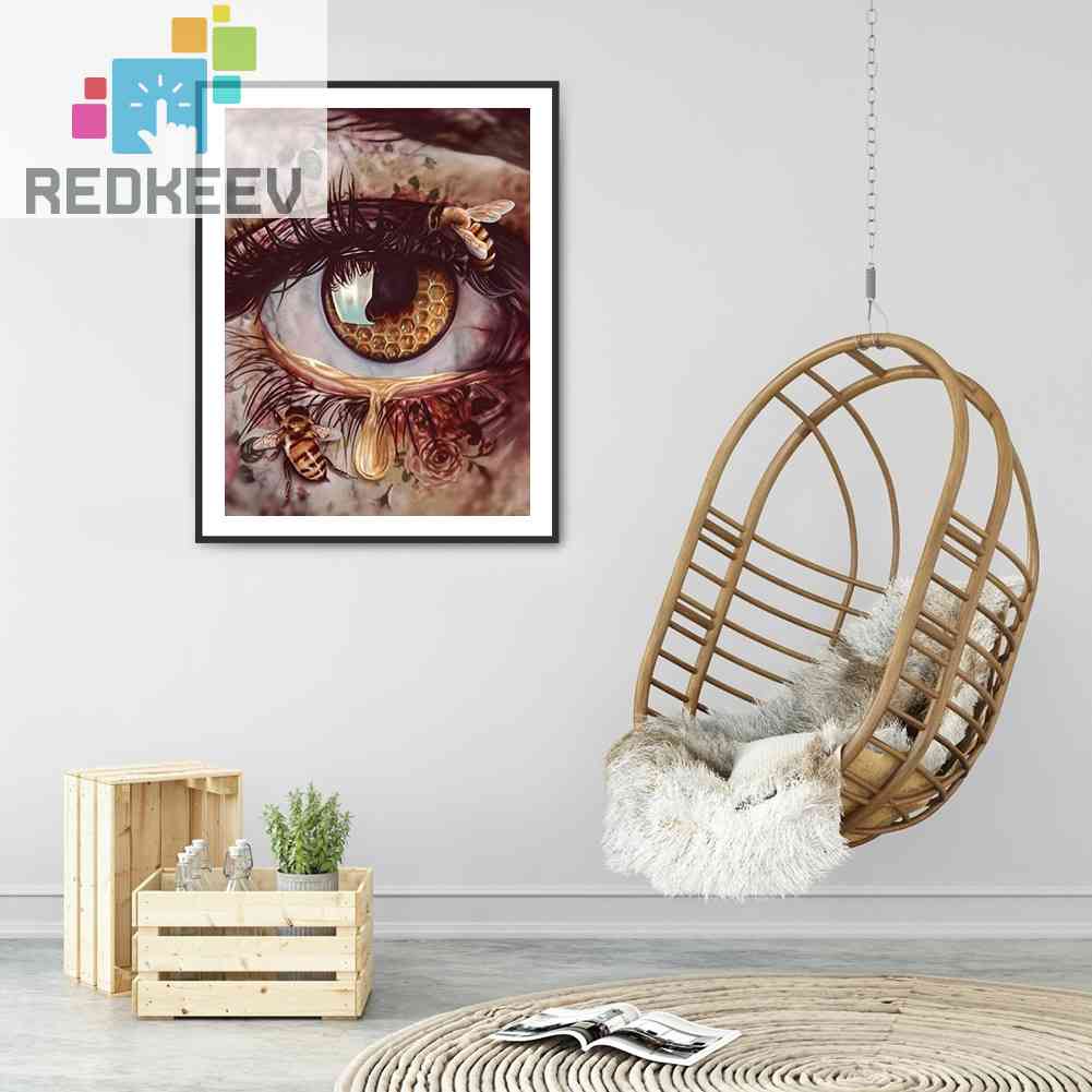 Bộ Tranh Đính Đá 5D Toàn Diện Họa Tiết Đôi Mắt Trừu Tượng Độc Đáo DIY