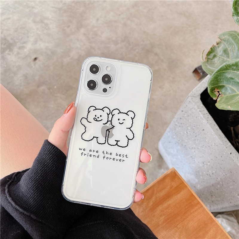 Ốp lưng iphone trong cạnh vuông BVC gấu friend 6plus/7/7plus/8/8plus/x/xs/11/12/pro/max/plus/promax-Awifi A3-14 | BigBuy360 - bigbuy360.vn