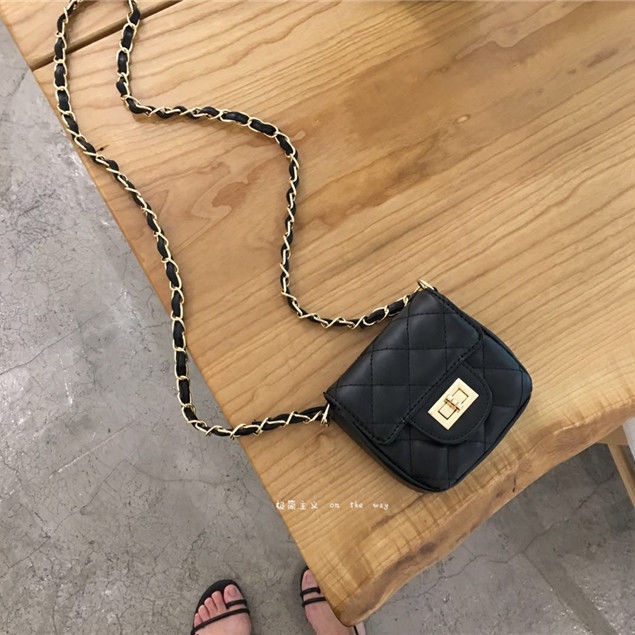 Túi mini dây xích da cao cấp lingge túi đeo chéo thời trang màu đen giá rẻ