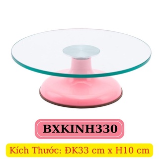 Bàn xoay bánh kem mặt kính cường lực dụng cụ trang trí bánh cao cấp - bxkinh