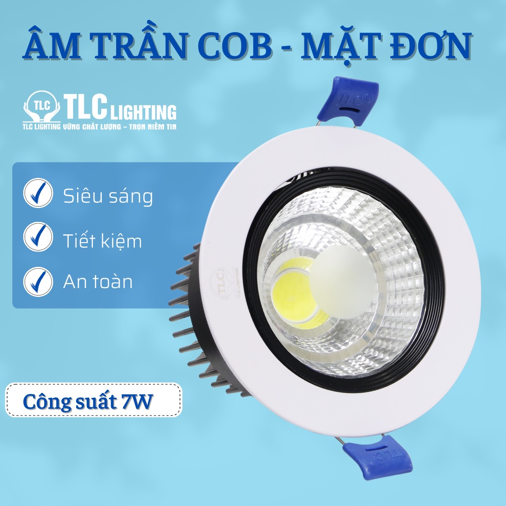 Đèn âm trần đơn COB, đôi COB 7w, 14w, Đèn led âm trần siêu sáng, tiết kiệm điện, bảo hành chính hãng TLC Lighting