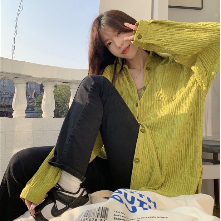 Áo Sơ Mi Tay Dài Chống Nắng Phong Cách Hàn Quốc Thời Trang Mùa Hè Cho Nữ