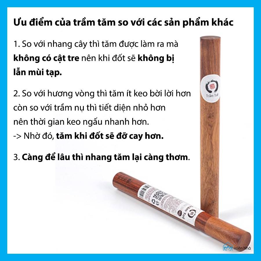 Trầm hương cao cấp - Trầm tăm sạch, thành phần tự nhiên 100%, an toàn - Hiên Nhà