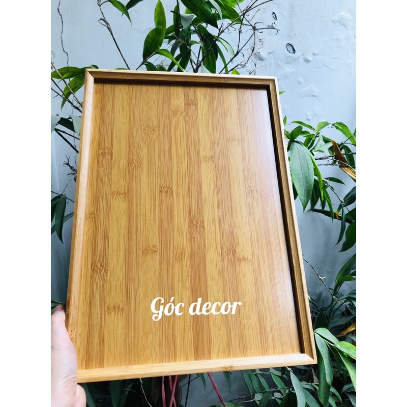 Khay gỗ tre đa năng, Khay gỗ đựng ấm trà decor đồ ăn