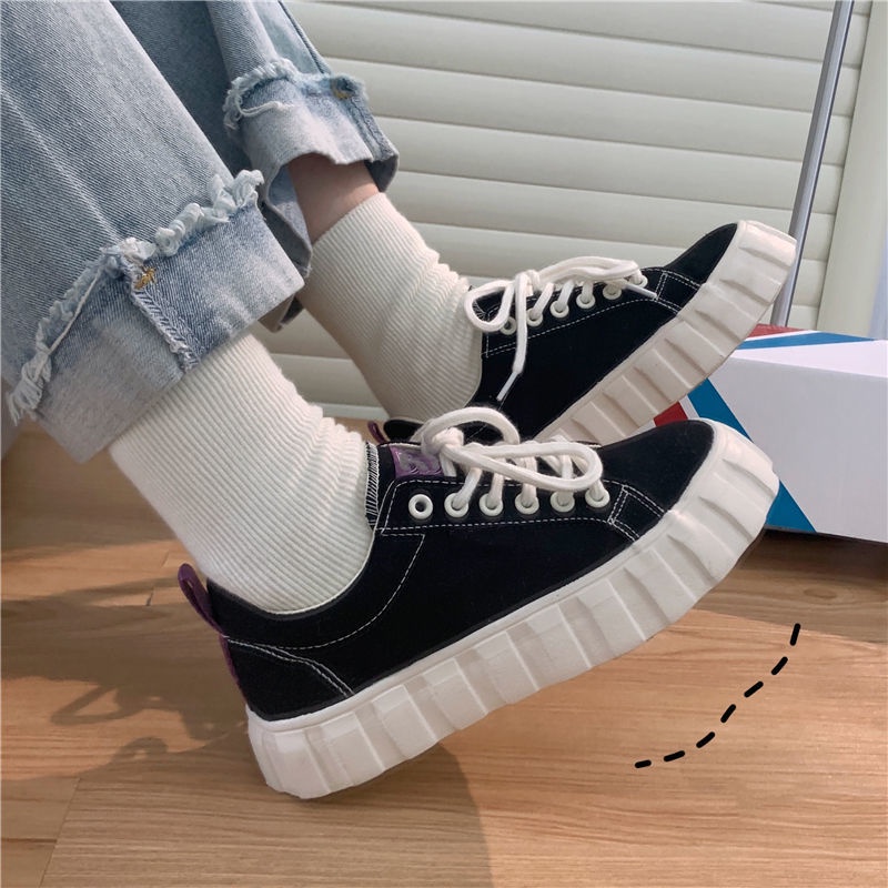 Giày thể thao canvas đế dày phong cách mùa thu 2021 mới năng động cho nữ