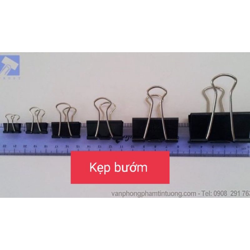 Hộp 12 chiếc kẹp bướm đen loại đẹp - Kẹp bướm 15mm, 19mm, 25mm, 32mm, 41mm, 51mm