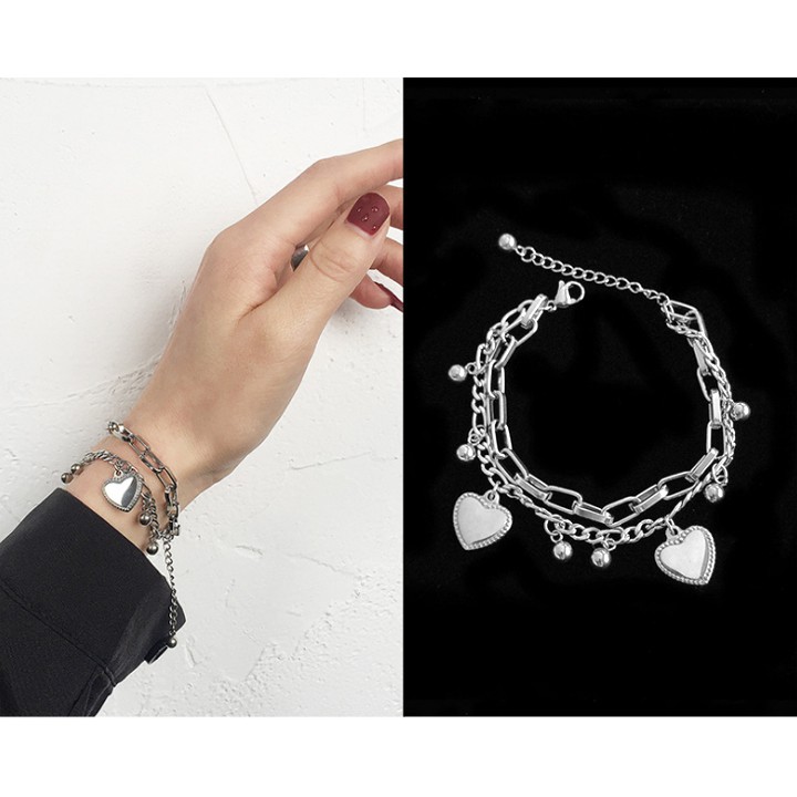 LẮC TAY TRÁI TIM THÉP TITAN KHÔNG GỈ PHONG CÁCH HIPHOP HÀN QUỐC TA138