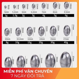 chì câu cá xuyên tâm đủ size