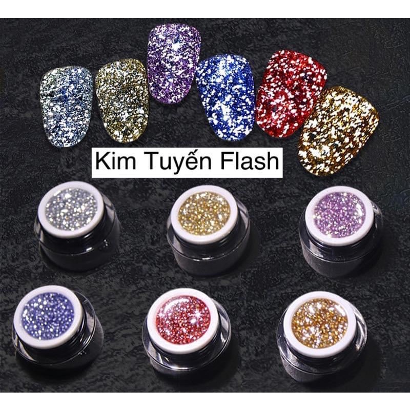 set sơn  gel kim tuyến flash galaxy trang trí móng( tặng kèm bảng màu)