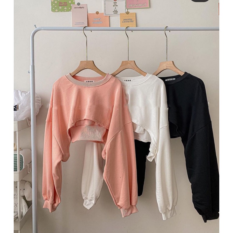 Sét Áo Croptop Nỉ Kèm Áo 2 Dây Đủ Size M5513-Violet
