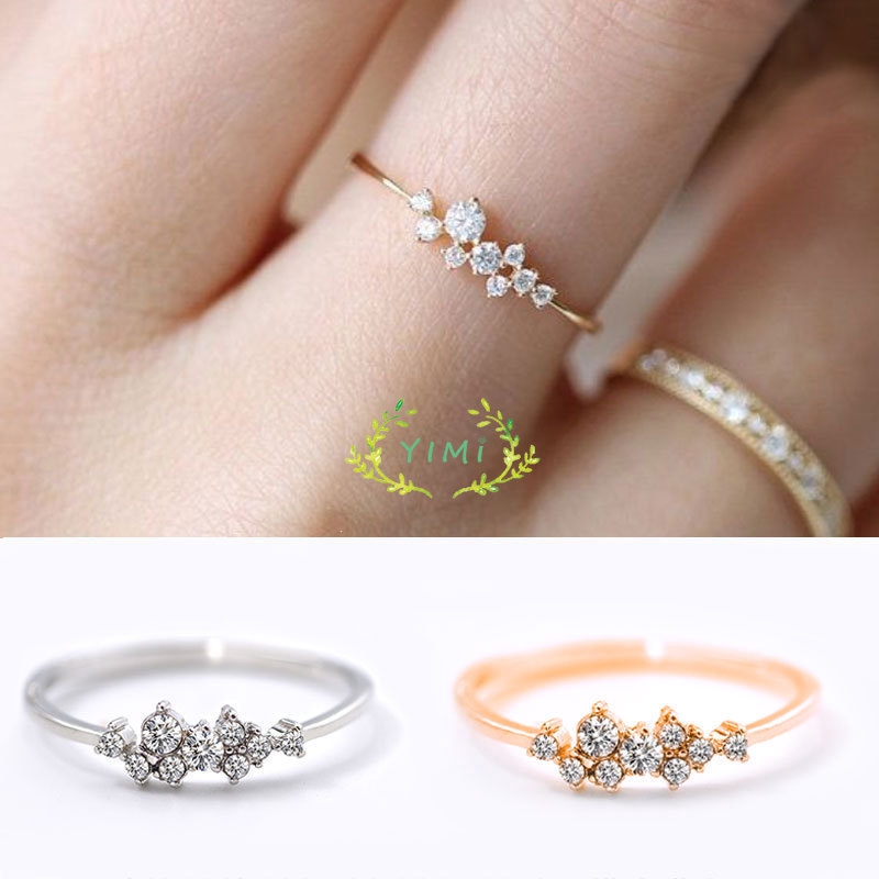 Nhẫn Nữ Mạ Bạc 925 Đính Đá Zircon 3 Tầng 18k