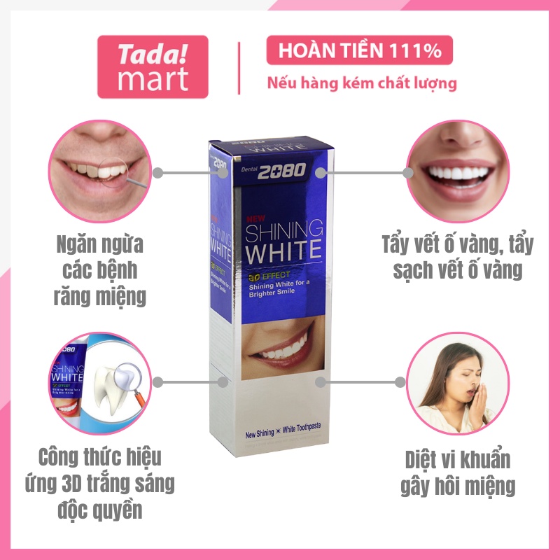 Kem đánh răng Dental 2080 Shining White 3D Effect 100g Hàn Quốc