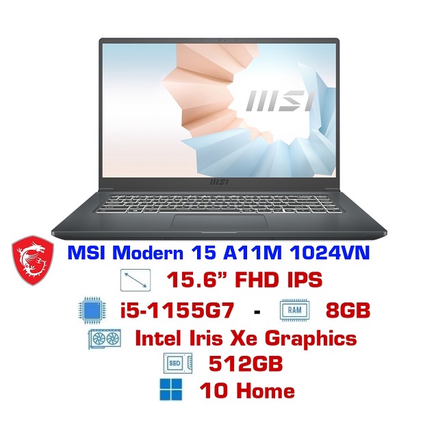 Laptop MSI Modern 15 A11M 1024VN