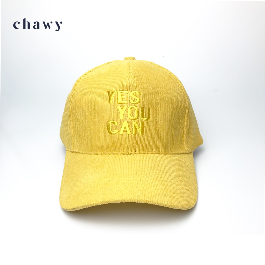 Mũ lưỡi trai nhung unisex, Nón kết nhung nam nữ thêu chữ Yes You Can phong cách Ulzzang Chawystore - K12