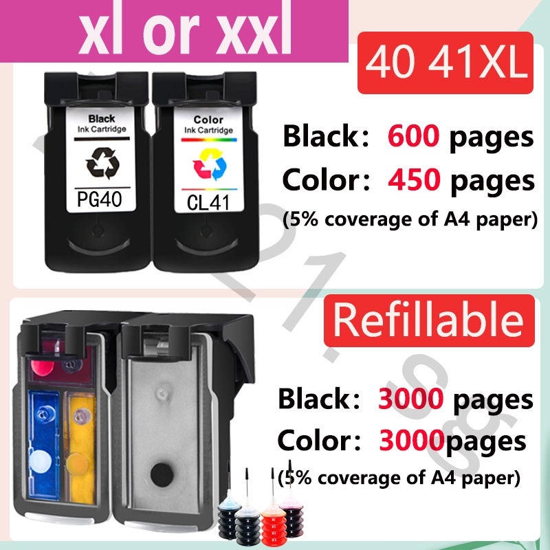 Tương Thích canon pg-40xl pg40xl pg 40xl cl-41xl cl41xl cl-41xl Màu Đen Cho mp450 mp460 mp470 mp476