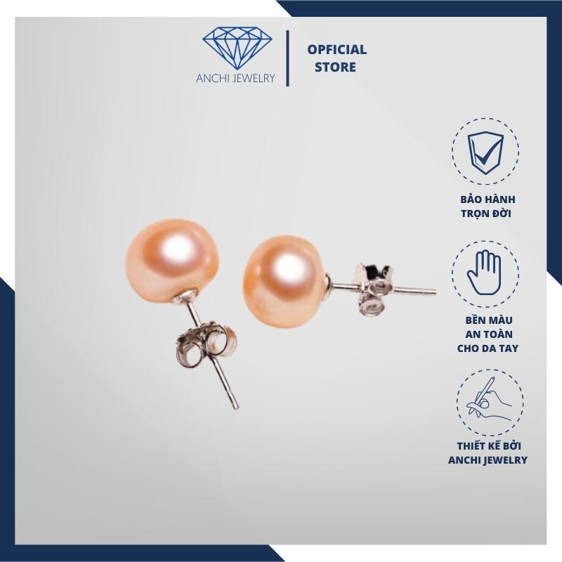 Bông tai, khuyên tai nụ trai nhỏ 4mm - 5mm chuôi bạc. Anchi jewelry