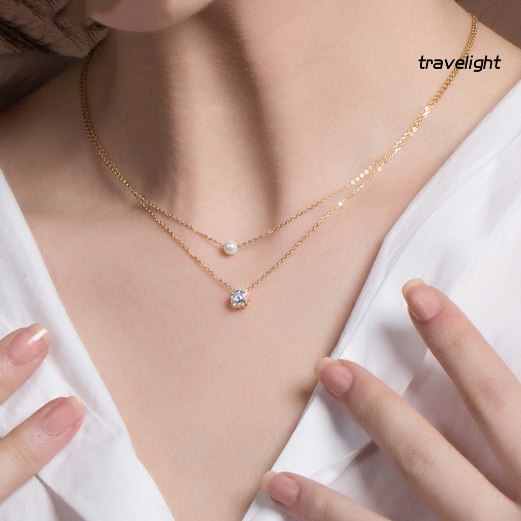 Vòng Cổ Choker Hai Lớp Đính Ngọc Trai Giả Thời Trang Cho Nữ