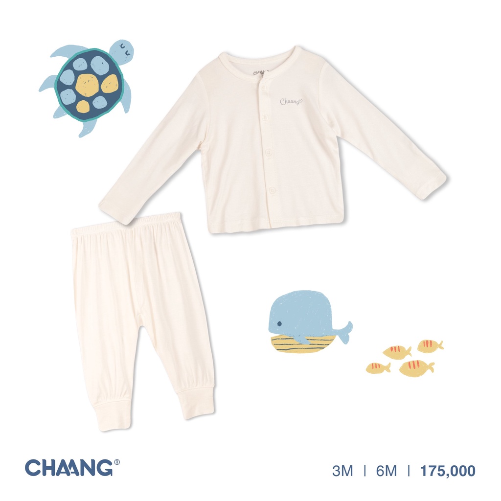 Bộ dài tay cúc giữa sơ sinh Chaang- BST sơ sinh Dreamy Chaang &amp; Under the sea