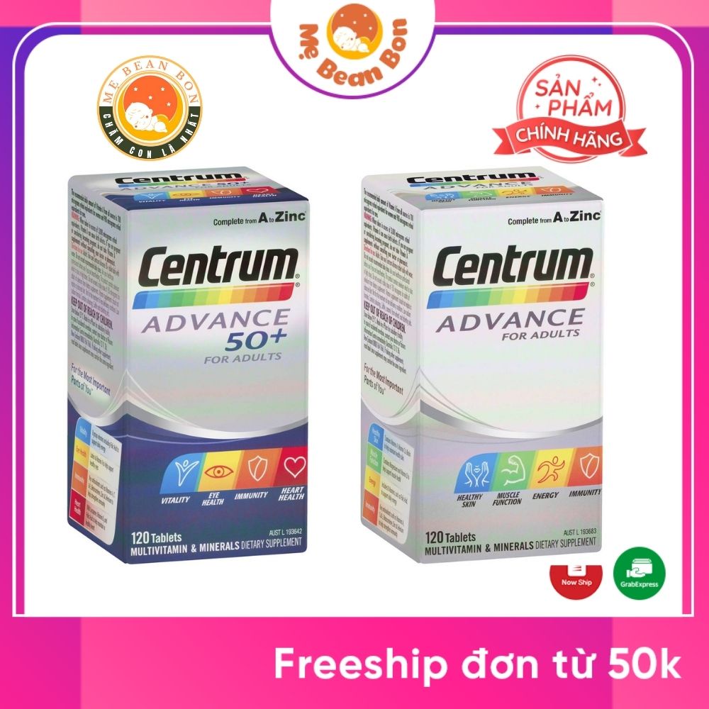 Centrum Advance 50+ Multivitamin 120 viên- Úc- Vitamin tổng hợp  bổ sung các vitamin và khoáng chất thiết yếu cho cơ thể