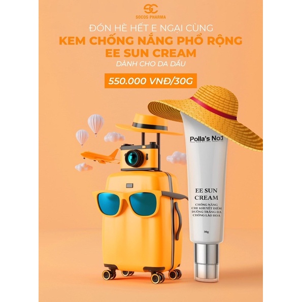 Kem chống nắng, dưỡng da, make up EE Sun CREAM của POLLA'S No.1 30ml