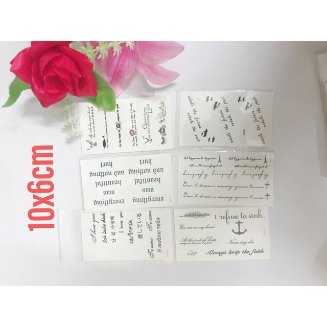 Combo 6 tấm hình xăm dán never say die 10x6cm
