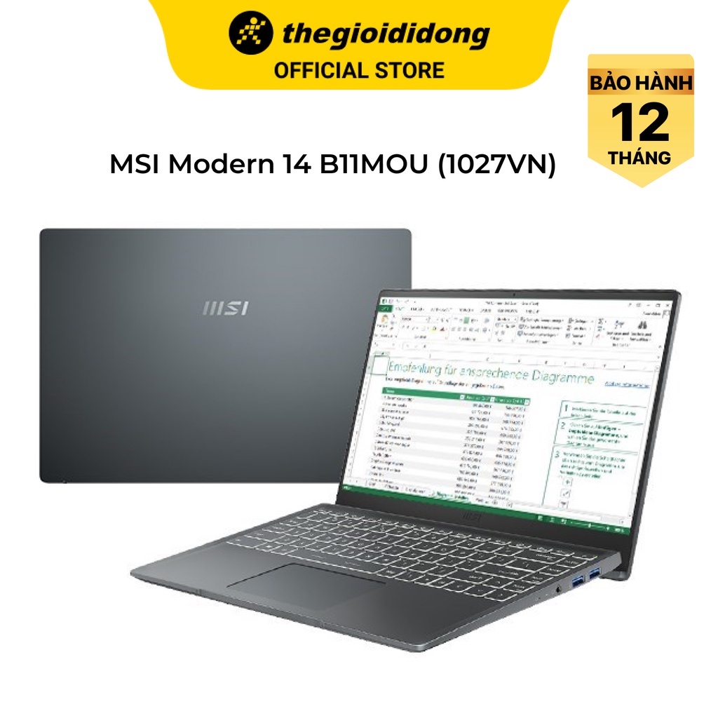 Laptop MSI Modern 14 B11MOU i3 1115G4/8GB/256GB/14″F/Win11/(1027VN)/Xám