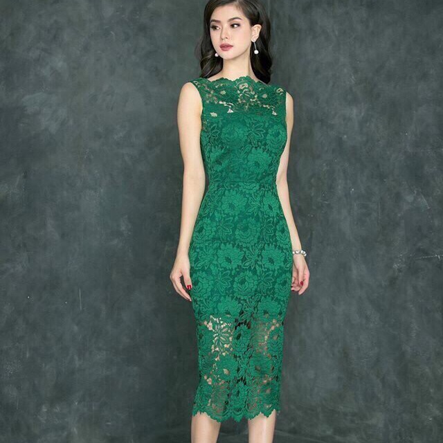 Đầm ôm ren xanh lá chuẩn mẫu mặc