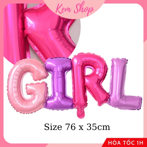 Bóng chữ GIRL tông màu hồng tím pastel trang trí sinh nhật party - Kem Shop K