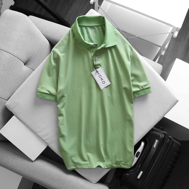 Áo Polo nam cao cấp cotton 100% cổ trụ phối sọc tinh tế form ôm dáng người chất vải thun lạnh thoáng mát