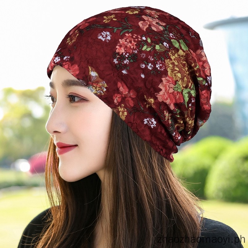Mũ trùm đầu chống bụi bẩn thoáng khí in họa tiết thời trang nam nữ