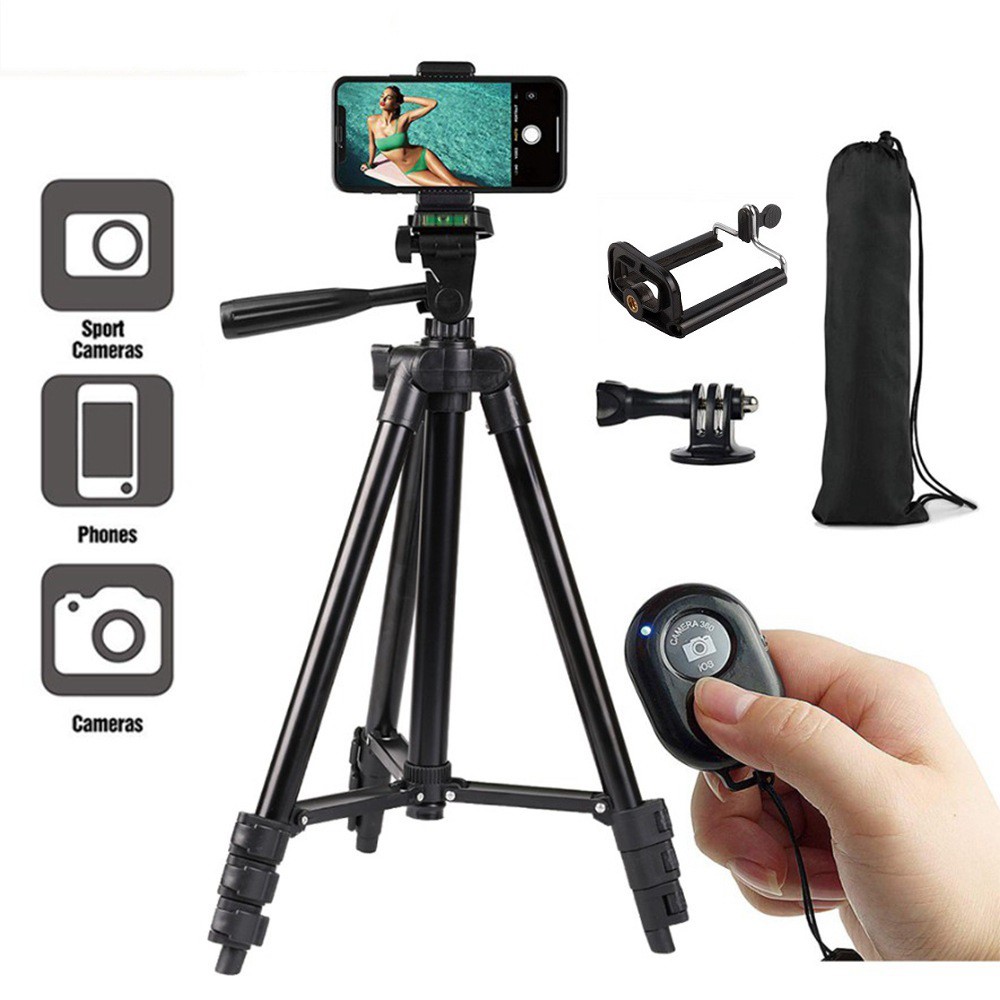 Giá đỡ máy ảnh ba chân LAMMCOU nhẹ có nút chụp từ xa thích hợp cho điện thoại thông minh và máy ảnh hành động