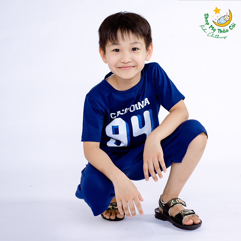 Bộ thun cộc tay H.M mùa hè bé trai, hàng xuất, chất cotton mềm mát