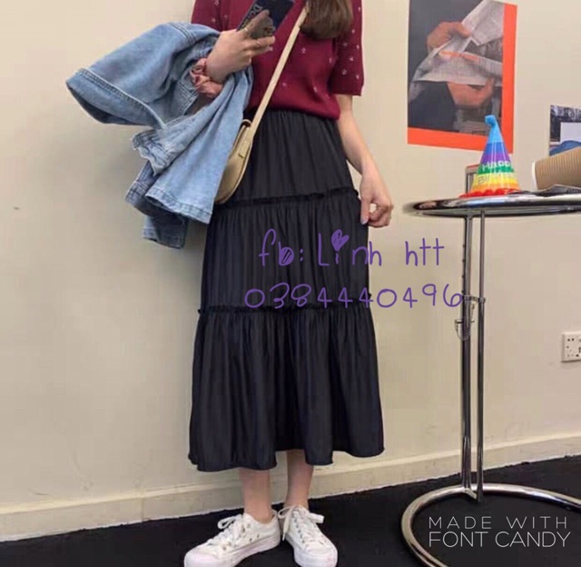Chân váy tầng Midi Ulzzang 80cm