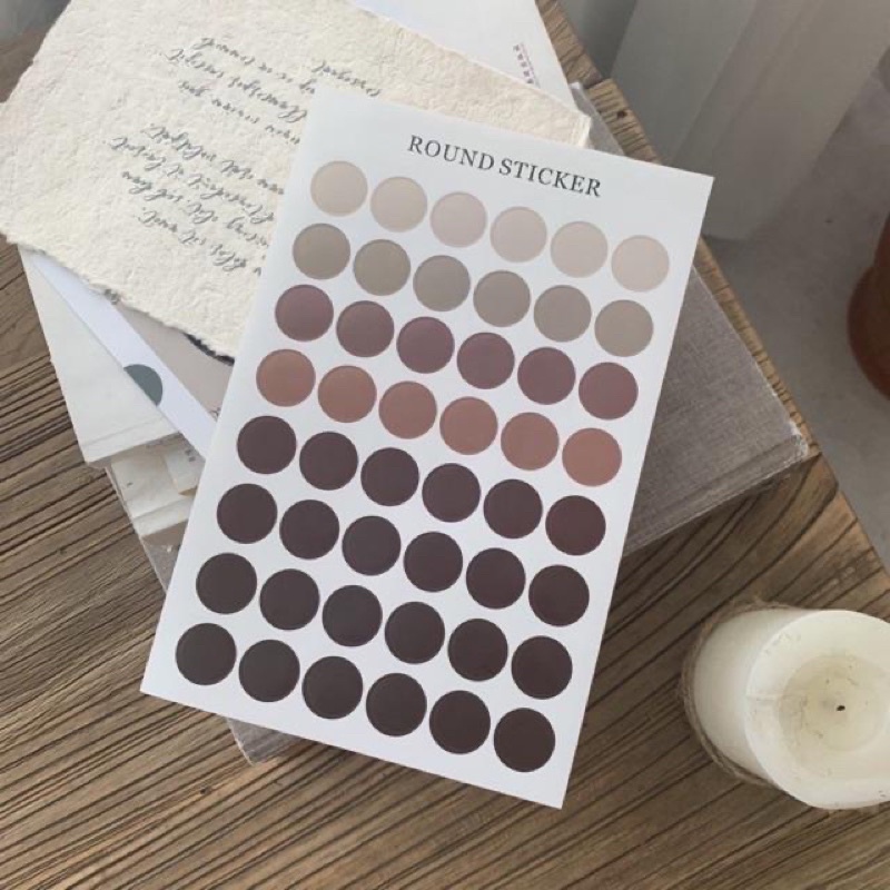 Set 48 tấm hình dán tròn round sticker, phụ kiện dán postcard, dán ảnh