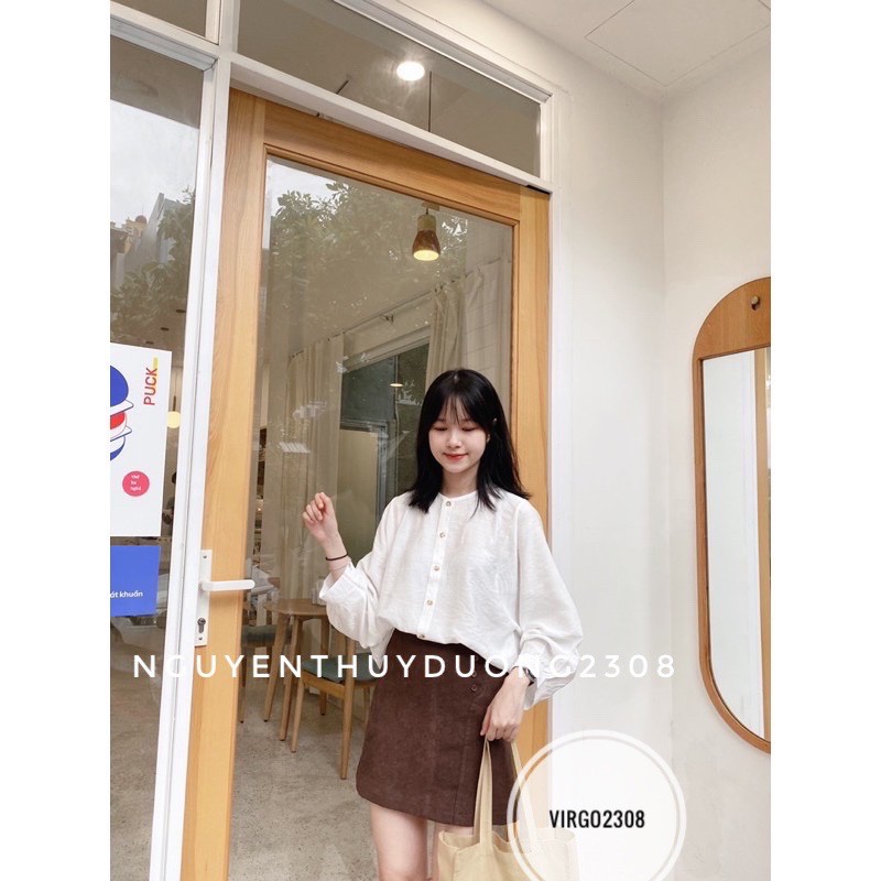 Áo sơmi đũi tay phồng Ulzzang/Áo sơmi đũi Hàn Quốc