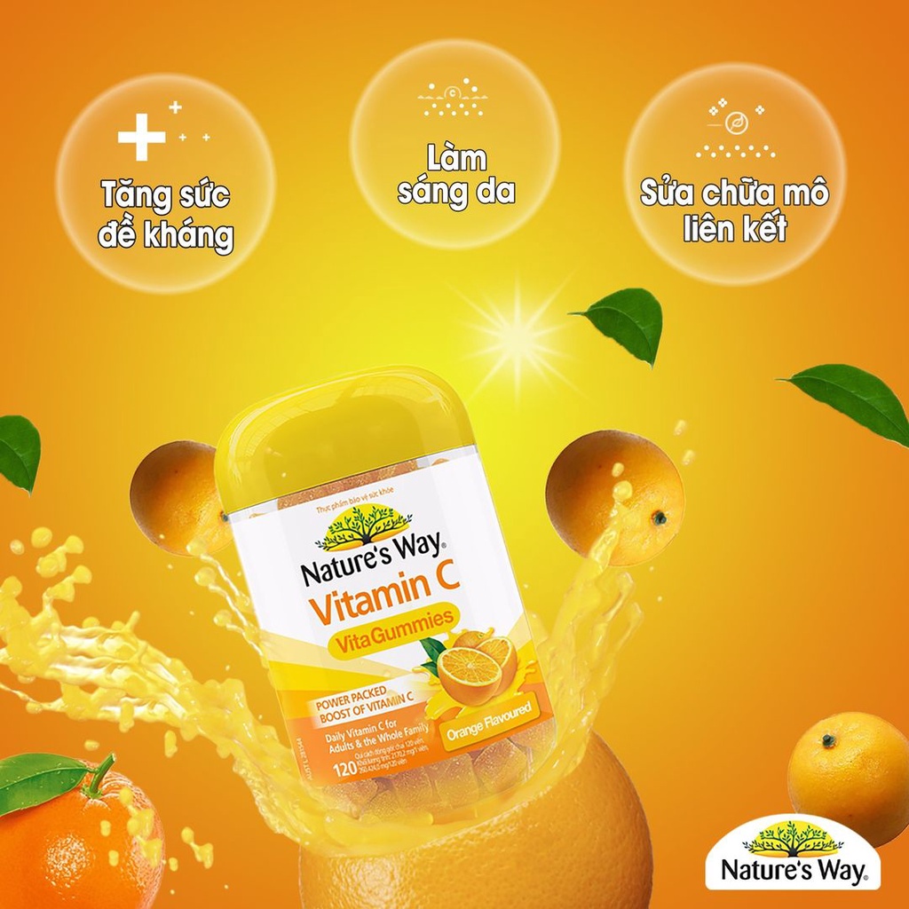 Kẹo dẻo bổ sung Vitamin C cho người lớn Nature’s Way Vitamin C Vita Gummies for Adults 120 viên Healthy Care Extaste