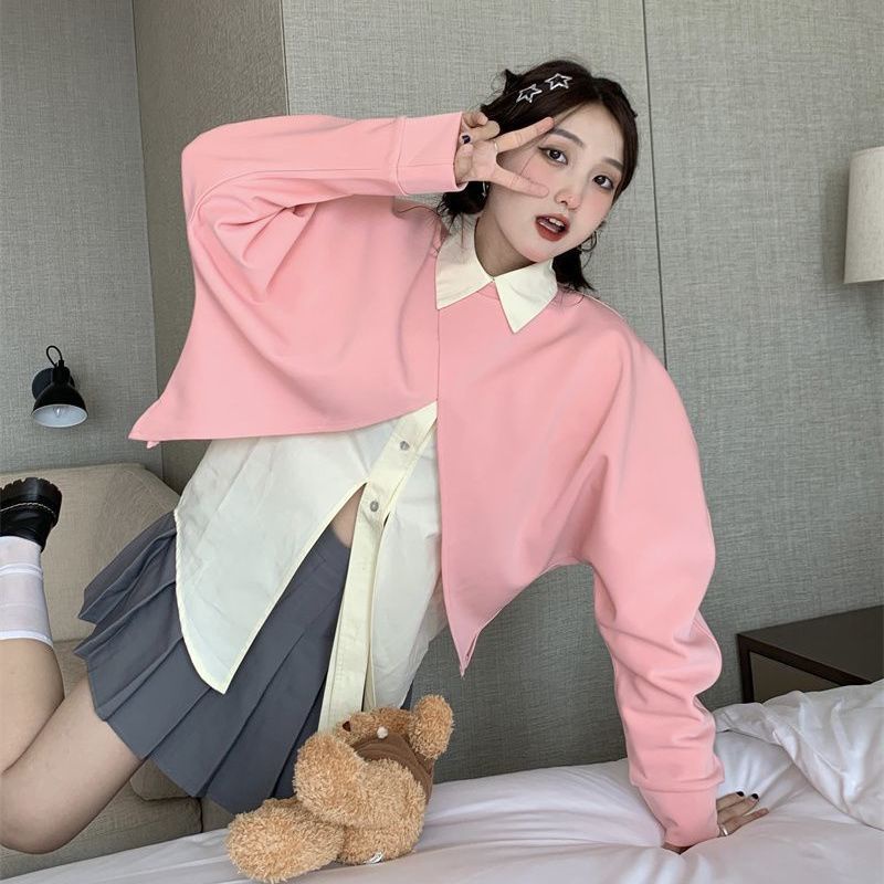 IMAODOUÁo Sweater Tay Dài Vạt Chéo + Áo Sơ Mi Tay Dài Thời Trang Mùa Thu 2023 Cho Nữ 2023