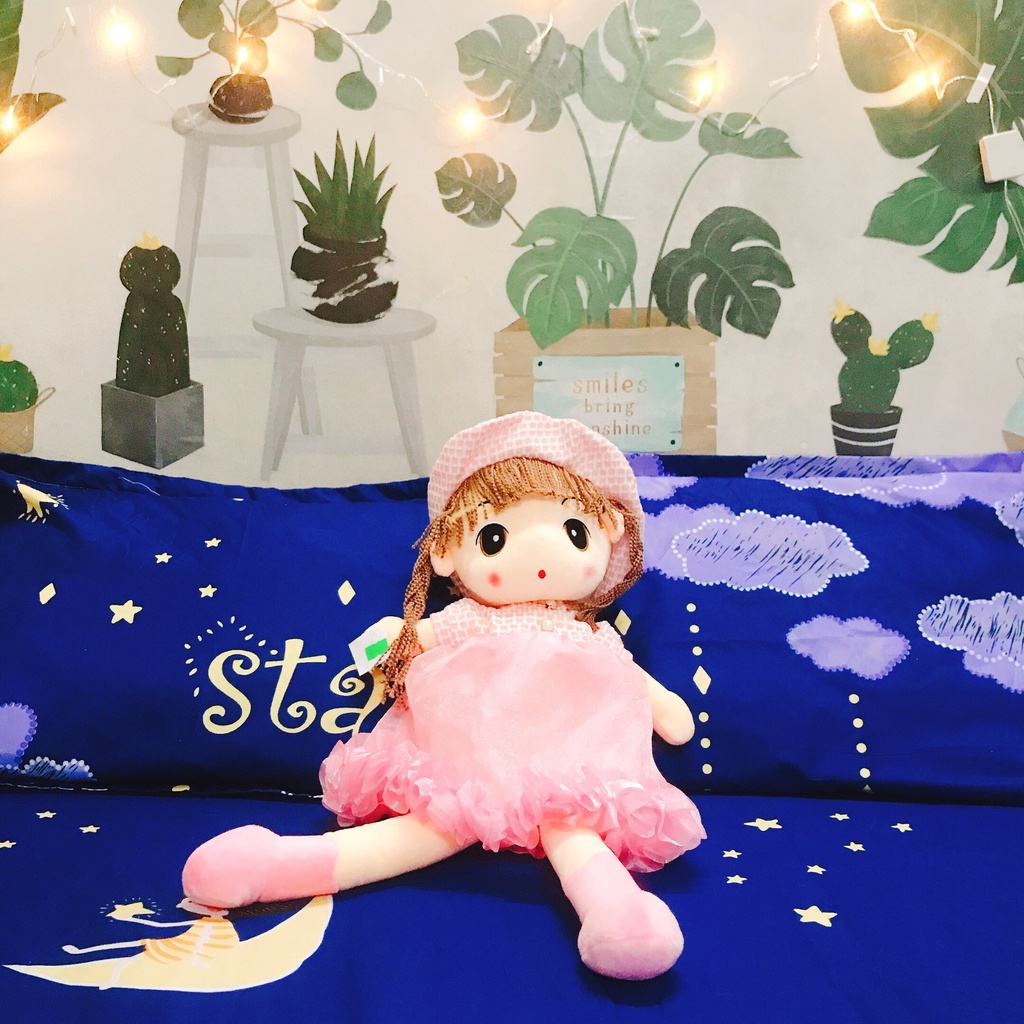 Búp bê Nhồi Bông váy vải voan cao cấp - Gấu bông hình búp bê xịn mịn cho bé