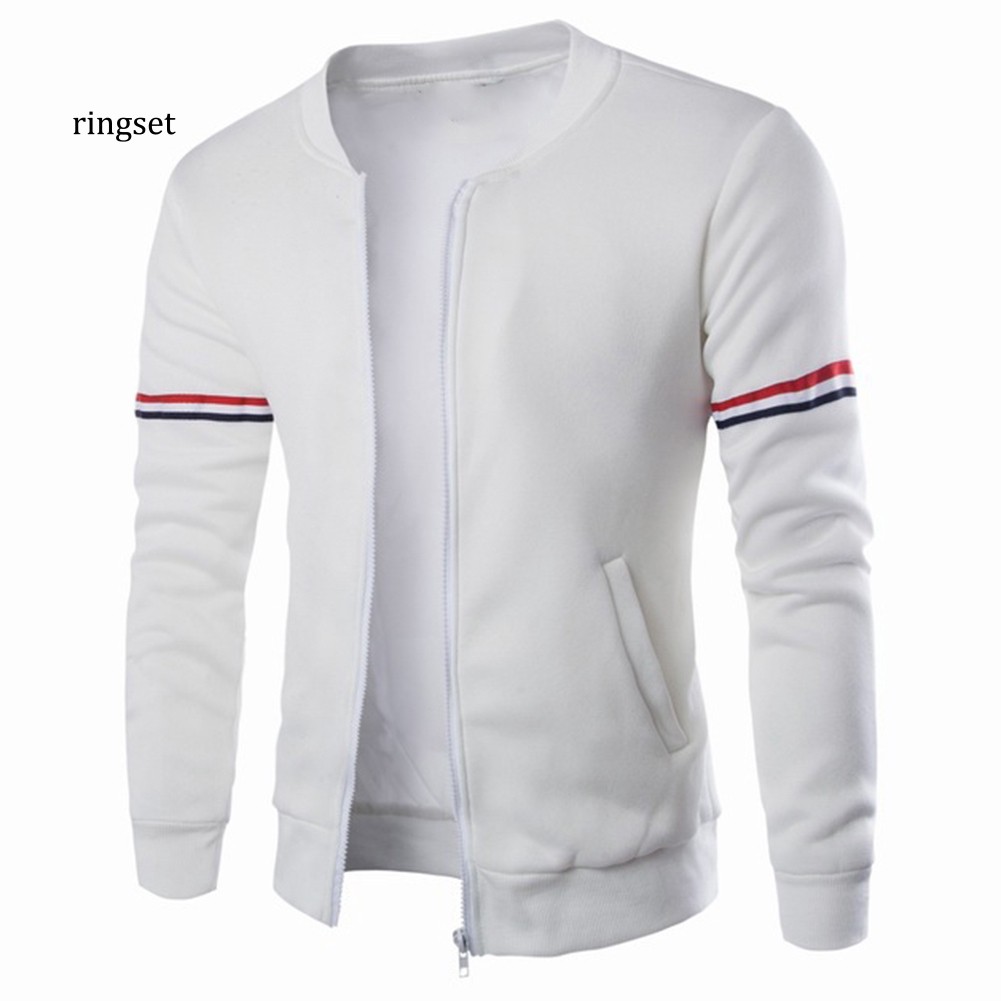 RNSE Men Outdoor Sports Striped Long Sleeve Zipper Bomber Jacket Windbreaker Coat | BigBuy360 - bigbuy360.vn
