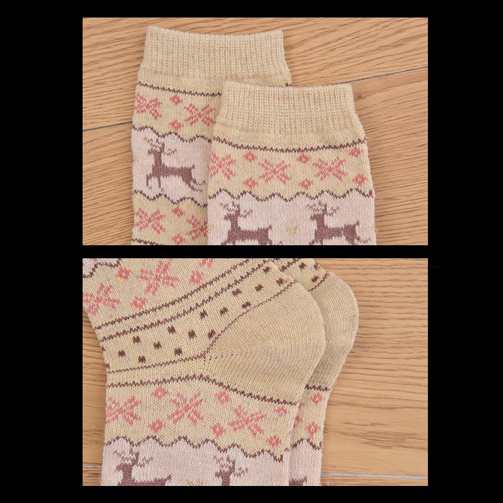 Vớ cotton cao cổ in họa tiết Giáng Sinh cho nữ
