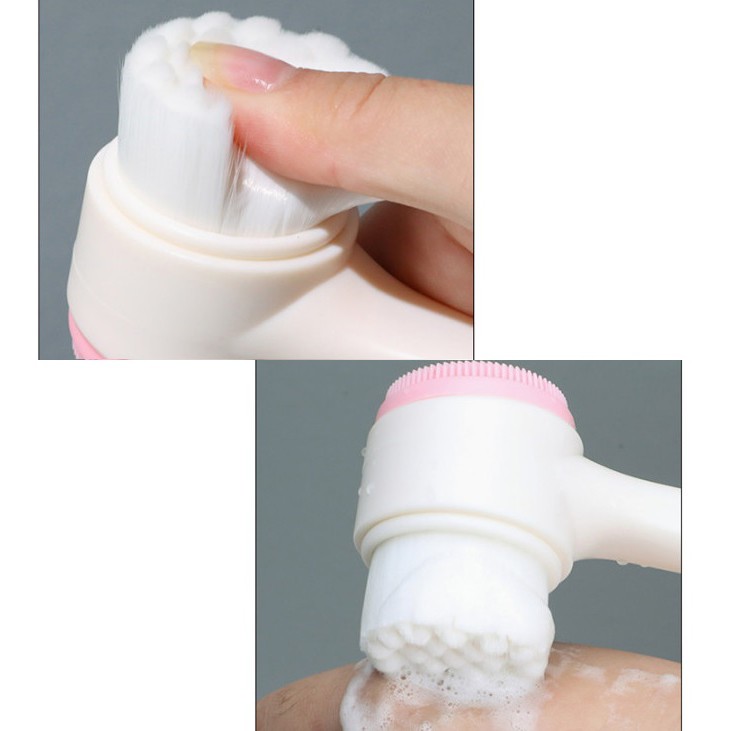 Cọ rửa mặt massage thu nhỏ lỗ chân lông cầm tay thiết kế hai đầu | BigBuy360 - bigbuy360.vn