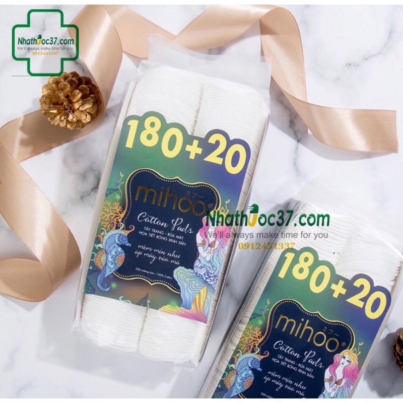 Bông tẩy trang Mihoo Hàn quốc gói 200 Miếng - Bông mềm mịn như mây
