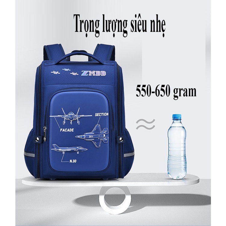 Balo học sinh tiểu học trung học fom hộp chống gù cho bé trai bé gái đi học từ lớp 1- lớp 6