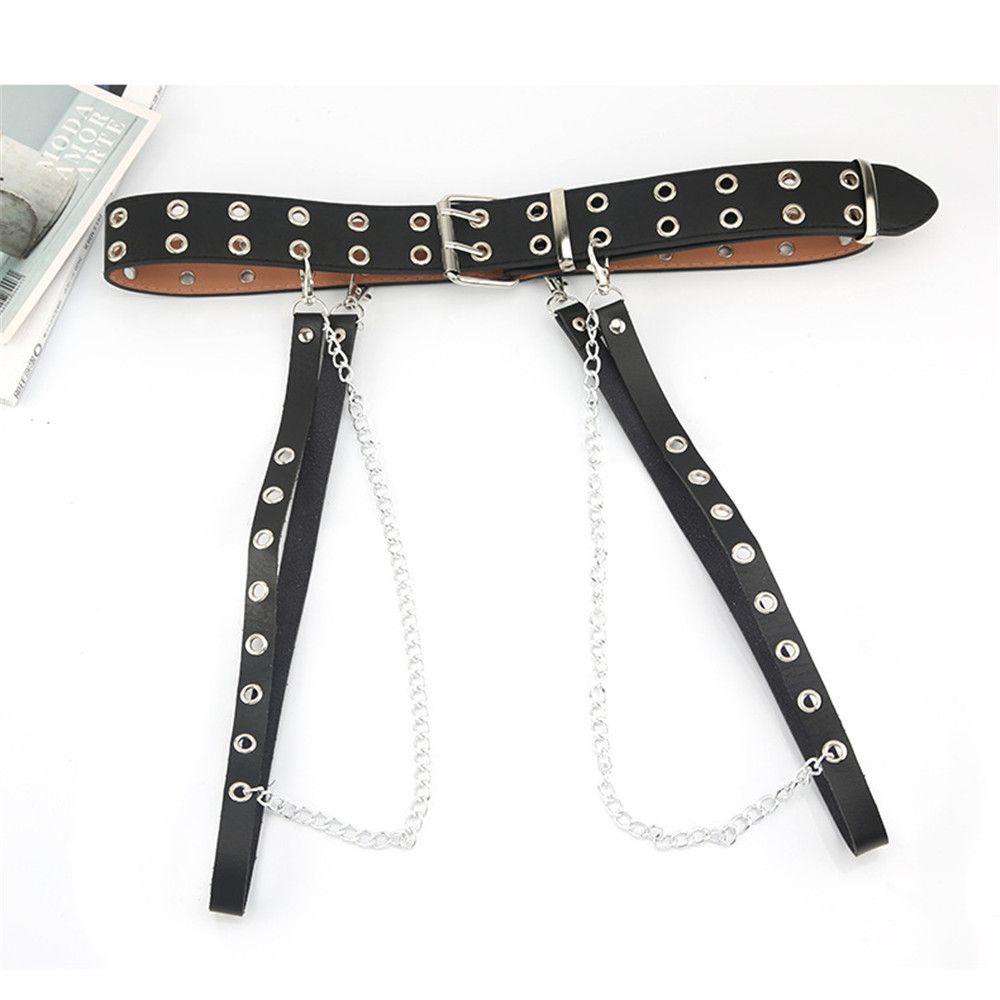 Orientli 2 Cái|Set 3 Dây Thắt Lưng Hai Hàng Nút Phối Dây Xích Phong Cách Punk Harajuku Cá Tính