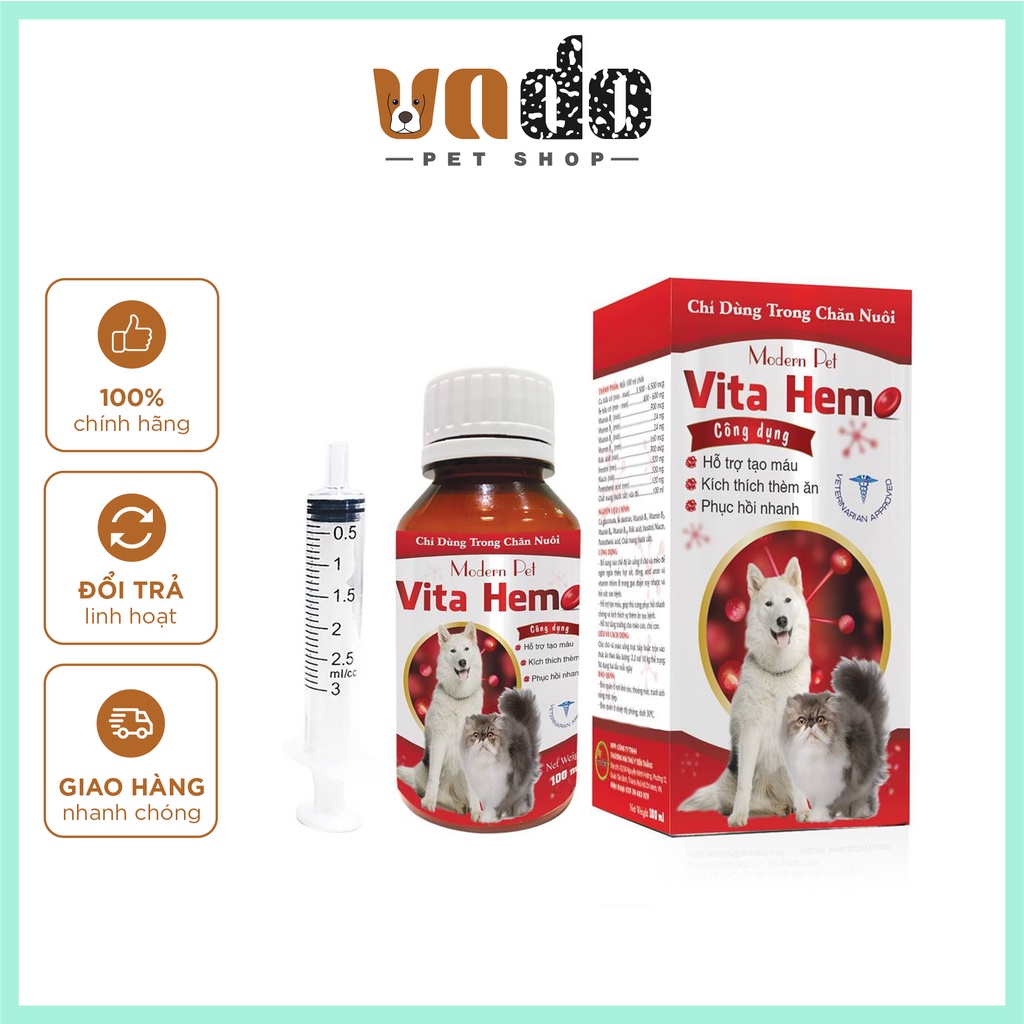 Vita Hemo - Siro bổ máu, kích thích thèm ăn cho chó mèo