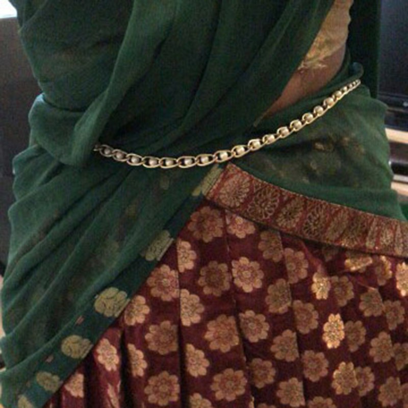 Thắt Lưng Dây Xích Mảnh Đính Hạt Kim Loại Có Thể Điều Chỉnh Thời Trang Cho Nữ